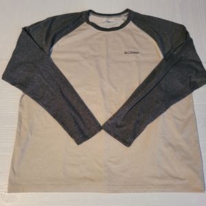 Columbia OMNI-WICK Mens Womens Pull Over Gray Cream Long Sleeve Crew Shirt